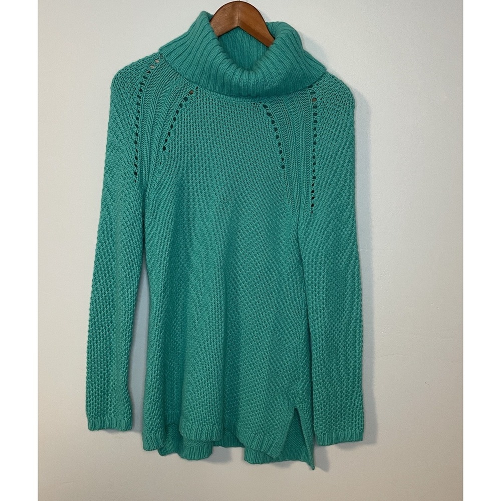 Talbots Sweater Womens Small Green Lambswool‎ Turtleneck Pullover